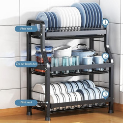 Maximize Your Kitchen Space – 3-Tier Dish Drying Rack with Drainboard & Utensil Holder