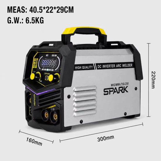 250A 3-in-1 MIG Flux Core Welding Machine – MIG, MMA Stick & Lift TIG Inverter Welder 220V 