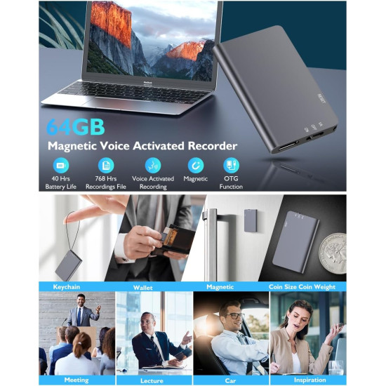 Magnetic Digital Voice Recorder 64GB