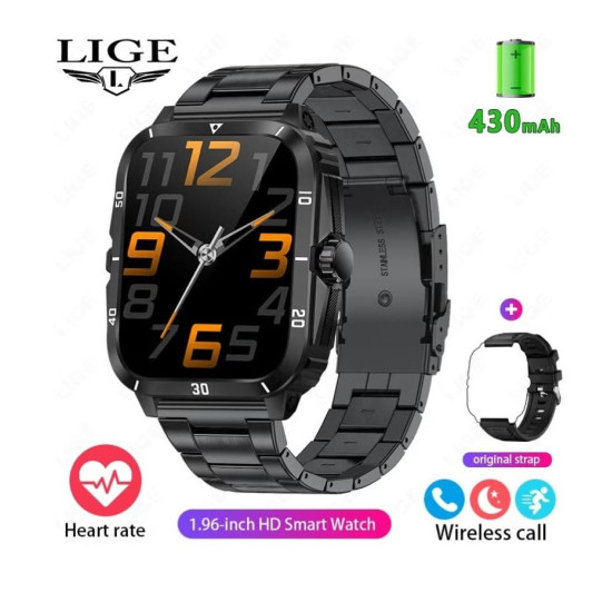 Lige Men Ip68 Waterproof Outdoor Smart Watch (Metal & Silcone Band) 