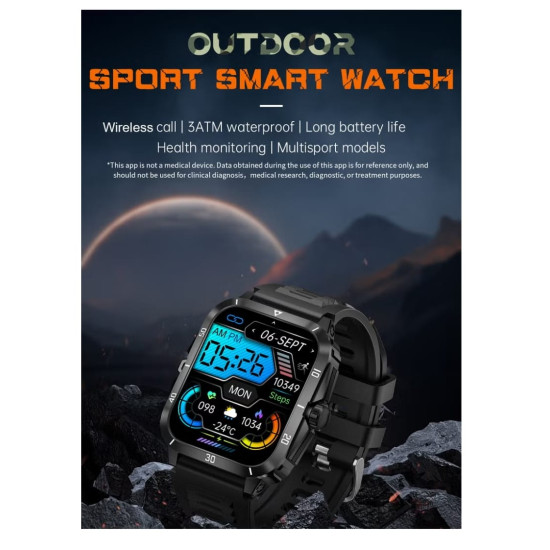 Lige Men Ip68 Waterproof Outdoor Smart Watch (Metal & Silcone Band) 