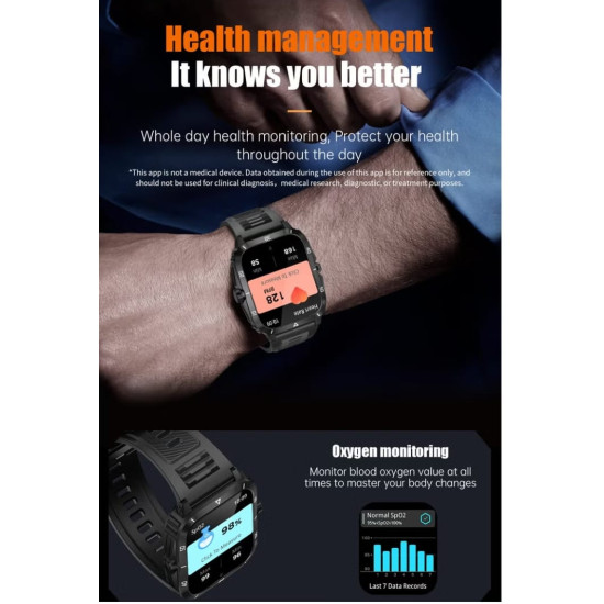 Lige Men Ip68 Waterproof Outdoor Smart Watch (Metal & Silcone Band) 