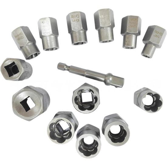 Remove Stripped & Rusted Bolts Easily – 14PCS Bolt Extractor Socket Set