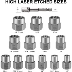 Remove Stripped & Rusted Bolts Easily – 14PCS Bolt Extractor Socket Set