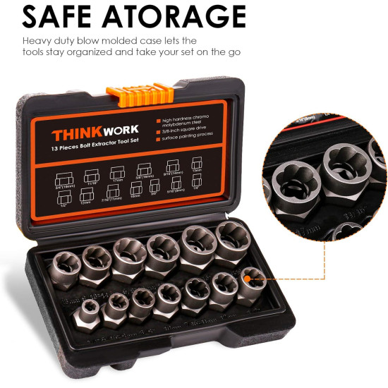 Remove Stripped & Rusted Bolts Easily – 14PCS Bolt Extractor Socket Set