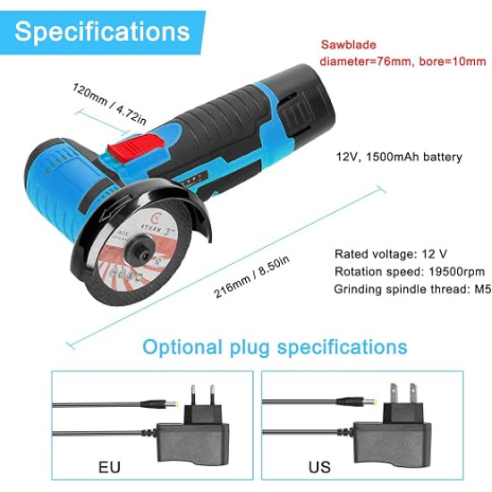 Mini Angle Grinder – Multifunction Electric Cutting, Grinding & Polishing Tool (Incl 2 Batteries)