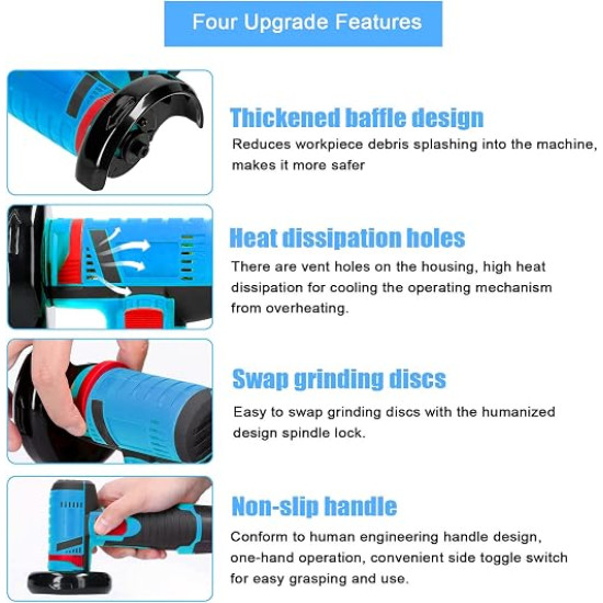 Mini Angle Grinder – Multifunction Electric Cutting, Grinding & Polishing Tool (Incl 2 Batteries)