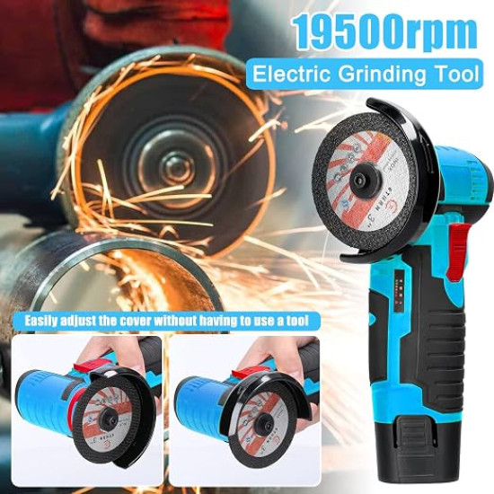 Mini Angle Grinder – Multifunction Electric Cutting, Grinding & Polishing Tool (Incl 2 Batteries)