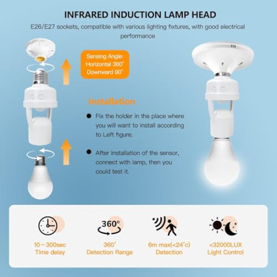 Motion Sensor Light Socket Smart Screw in Light Bulb Motion Sensor Light Socket Smart Screw in Light Bulb