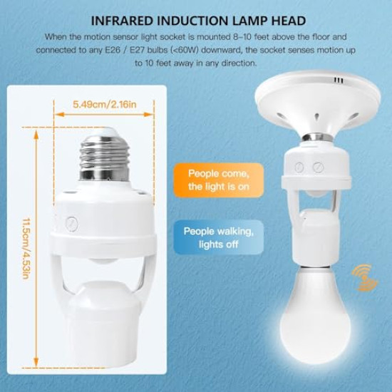 Motion Sensor Light Socket Smart Screw in Light Bulb Motion Sensor Light Socket Smart Screw in Light Bulb
