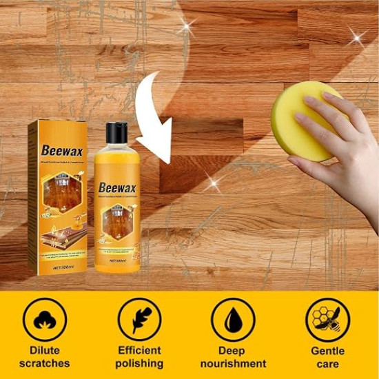 Natural Beeswax Wood Polish & Cleaner Spray 100ml – Restores, Cleans & Protects Wooden Furniture