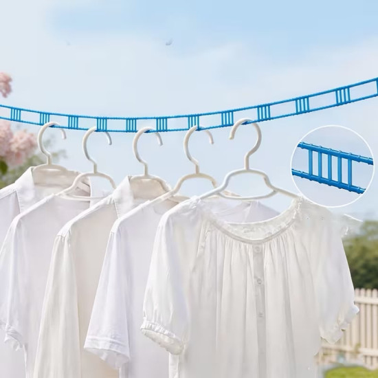 26ft Portable Adjustable Clothesline – Laundry Drying Rope with Hooks for Home, Travel & Camping (2pks)