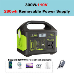 Portable Power Station 300W - Solar Powered Generator 110V Pure Sine Wave with AC Outlet, Solar Power Bank for Home, Camping, Outdoor Use