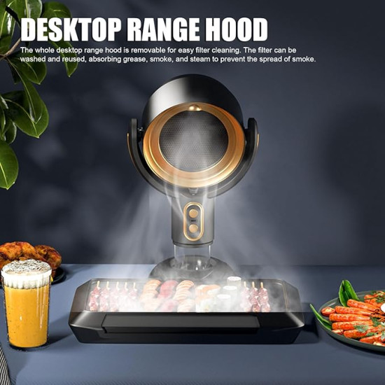 Remove Smoke & Odors Anywhere – Portable Desktop Range Hood with Rechargeable Battery