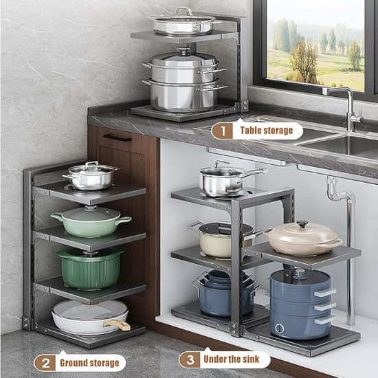 Maximize Cabinet Space – Adjustable Pots & Pans Organizer Rack