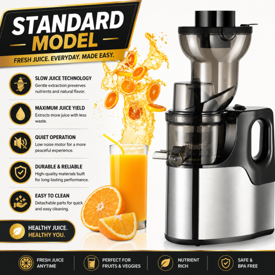 Make Fresh, Healthy Juice at Home – Cold Press Slow Juicer with Large Feed Chute