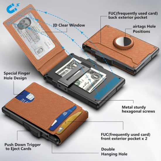 Slim, Secure & Built for Everyday Carry – Minimalist RfID Pop-Up Wallet for Men