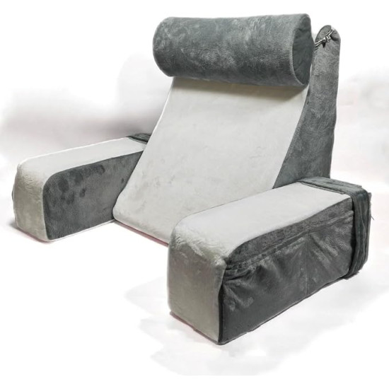 Reading Pillow with Arms – Back Support Cushion with Storage Pocket for Bed, TV & Gaming