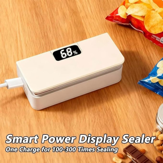 USB-C Rechargeable Mini Bag Sealer with Cutter – 2-in-1 Portable Heat Sealer for Food Storage Bags with Magnetic Base & 6 Heat Levels