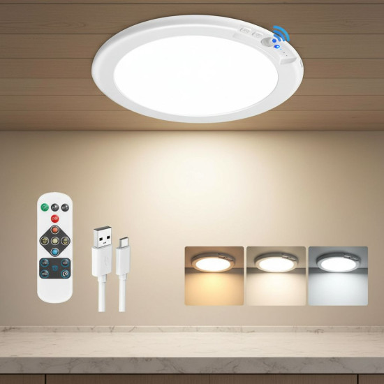 No Wiring, No Hassle – Rechargeable Motion Sensor Ceiling Light with Remote