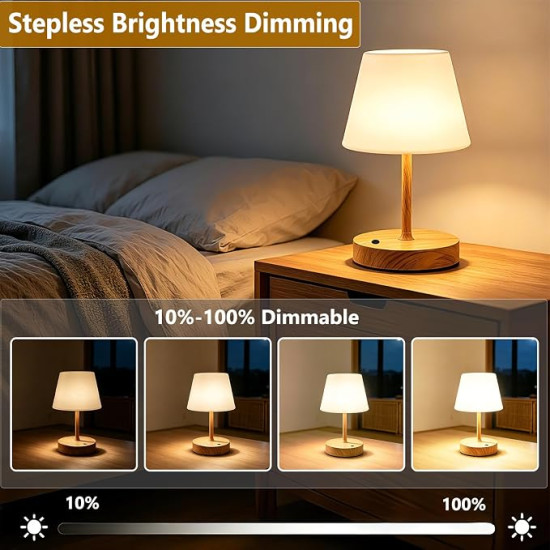 Rechargeable Waterproof Table Lamp – Cordless LED Touch Lamp with 3-Color Dimming & 4000mAh Battery