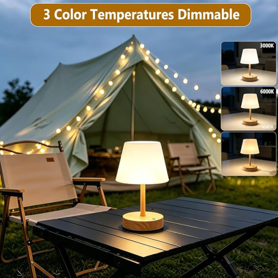 Rechargeable Waterproof Table Lamp – Cordless LED Touch Lamp with 3-Color Dimming & 4000mAh Battery