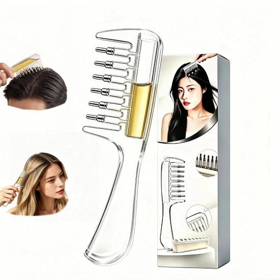 Refillable Hair Oil Applicator Comb with Scalp Massager – Leak-Resistant Liquid Dispenser for Hair & Scalp Care 