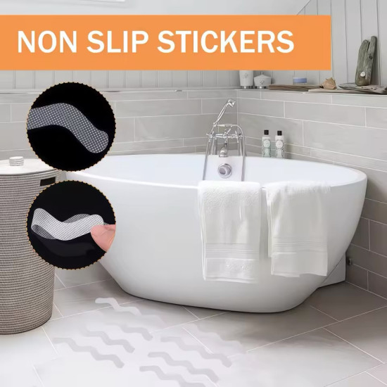 S-Shaped Self-Adhesive Anti-Slip Strips – Waterproof Safety Grip Tape for Stairs, Bathrooms & Floors (6pcs)