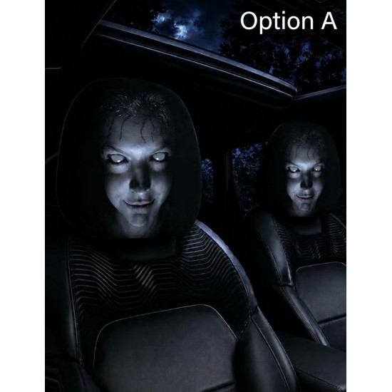 Scary Car Headrest Covers (2-Pack) – Universal Horror Car Seat Covers for Halloween, Cosplay & Spooky Vehicle Decor