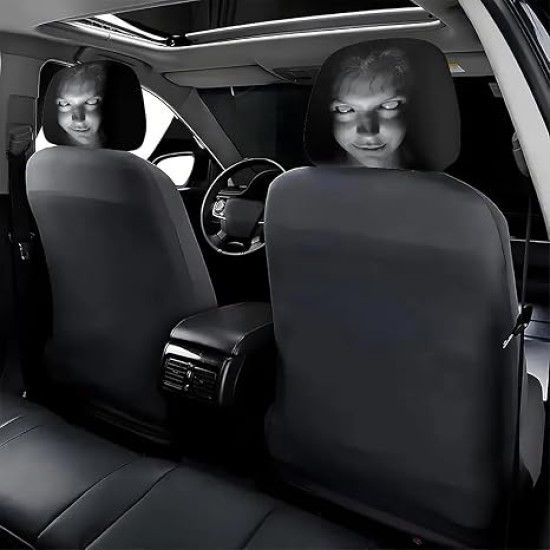 Scary Car Headrest Covers (2-Pack) – Universal Horror Car Seat Covers for Halloween, Cosplay & Spooky Vehicle Decor 