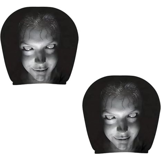 Scary Car Headrest Covers (2-Pack) – Universal Horror Car Seat Covers for Halloween, Cosplay & Spooky Vehicle Decor 
