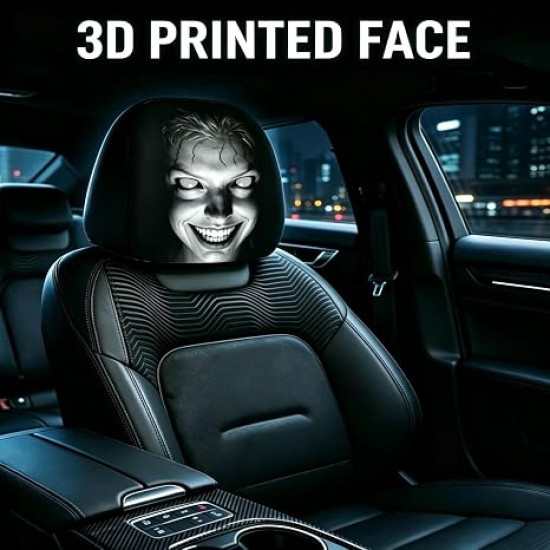 Scary Car Headrest Covers (2-Pack) – Universal Horror Car Seat Covers for Halloween, Cosplay & Spooky Vehicle Decor 
