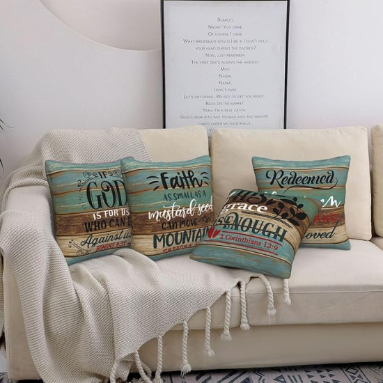 Bring Faith & Inspiration to Your Home – Christian Throw Pillow Covers 16inch  (Set of 4)