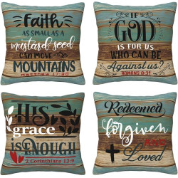 Bring Faith & Inspiration to Your Home – Christian Throw Pillow Covers (Set of 4)