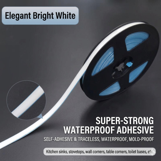 Caulking Trim Strip, 20FT Corner Peel and Stick Wall Molding Edging Waterproof Self-Adhesive Trim Caulk Strip for Sink Countertop Toilet Tile TubSelf