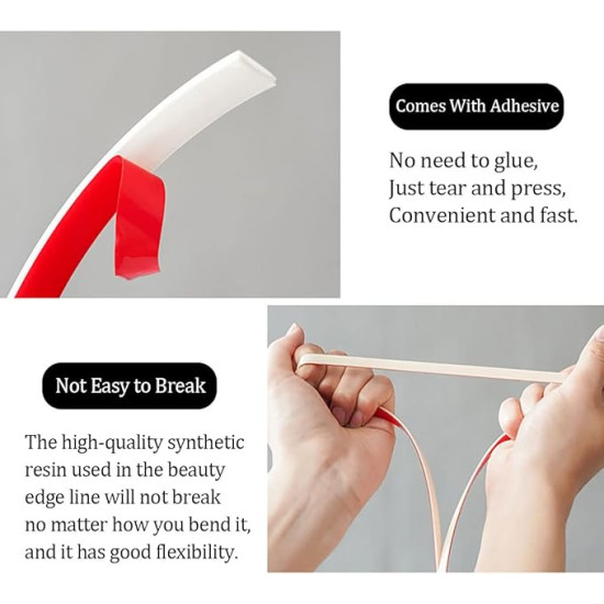 Caulking Trim Strip, 20FT Corner Peel and Stick Wall Molding Edging Waterproof Self-Adhesive Trim Caulk Strip for Sink Countertop Toilet Tile TubSelf