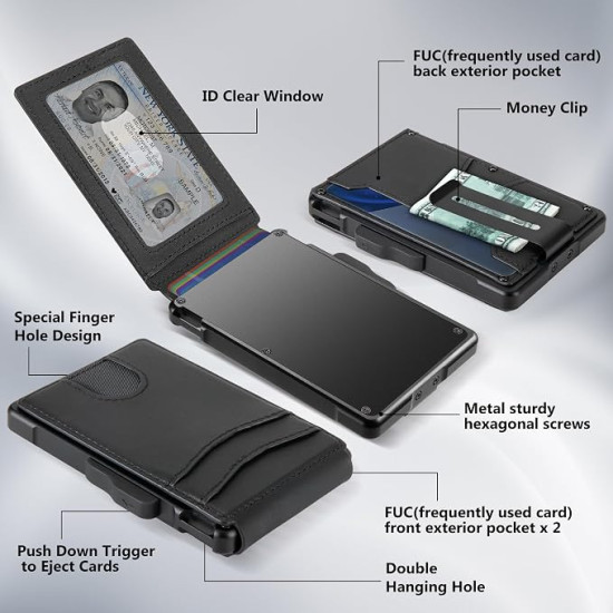 Slim, Secure & Built for Everyday Carry – Minimalist RfID Pop-Up Wallet for Men