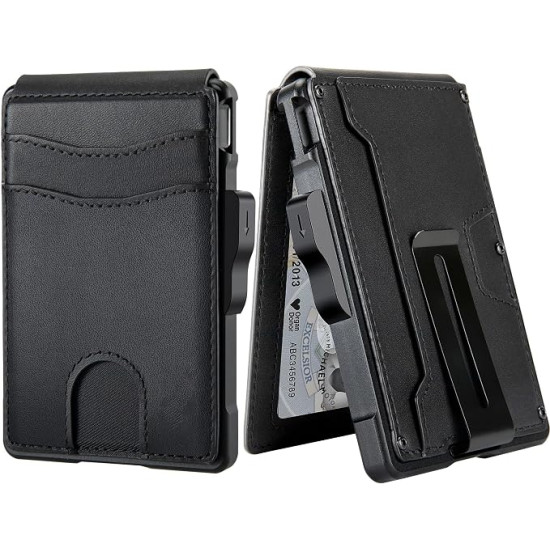 Slim, Secure & Built for Everyday Carry – Minimalist RfID Pop-Up Wallet for Men