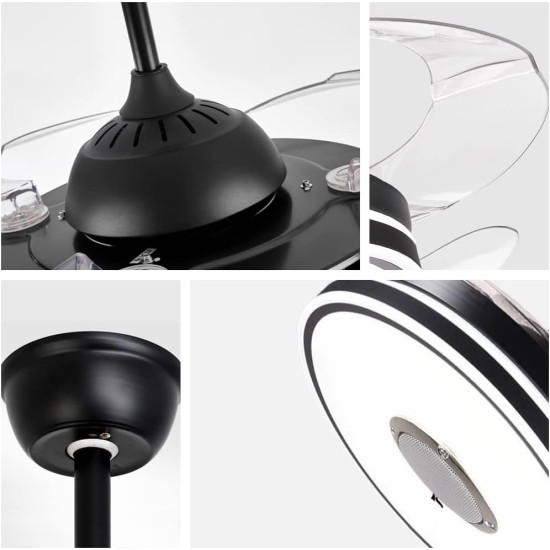 42" Smart Bluetooth Ceiling Fan with Retractable LED Lights, Remote Control & RGB Music Speaker 