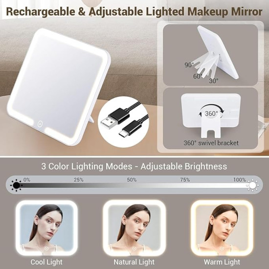 Travel Makeup Bag with LED Lighted Mirror – Portable Cosmetic Organizer for Flawless Beauty Anywhere 