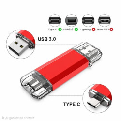 USB 3.0 Flash Drive with Type-C – High Speed Memory Stick for Android,Type C IPhone, Laptop & PC File Storage