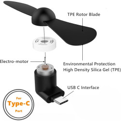 USB-C Mini Phone Cooling Fan– Portable Plug-In Cooler