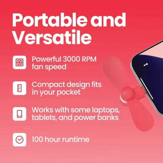 USB-C Mini Phone Cooling Fan– Portable Plug-In Cooler
