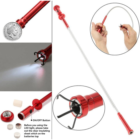 Flexible Magnetic Pickup Tool with Claws