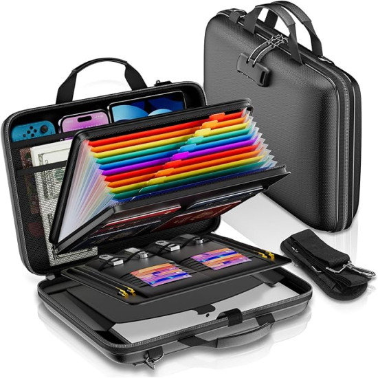 Protect Your Important Documents – Fireproof And Water Resistant Organizer Box with Lock & Shoulder Strap