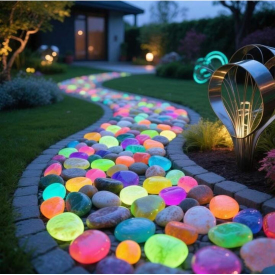 50pcs Colourful Glowing Pebbles 