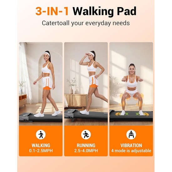 Walk, Work & Burn Calories at Home – 3-in-1 Incline Walking Pad with Vibration Plate 