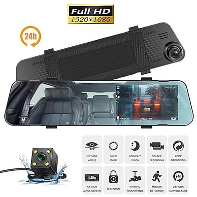 1080P Full HD 2.45in Dash Cam In Car DVR Camera Video Recorder Rear View Dual Len Cycle Recording Video Mirror Recorder